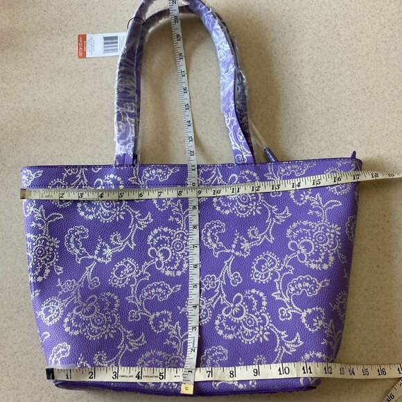 Vera Bradley NWT East West Tote Cotswolds Dahlia Purple Silver Floral VHTF - Picture 12 of 14